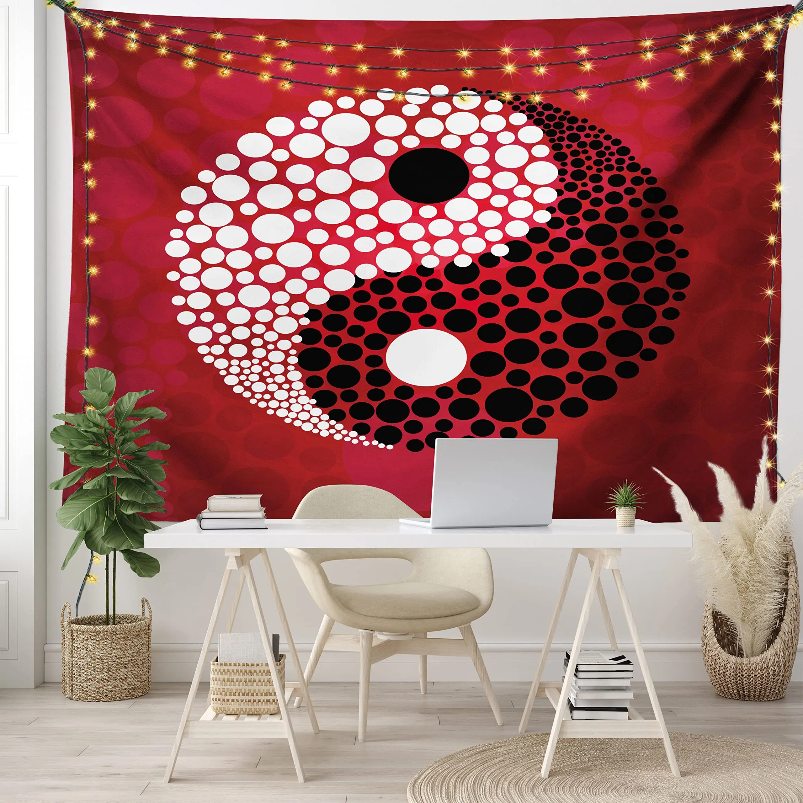 Tai Chi Yin Yang Moon and Sun Tapestry Chinese Style Art Printing Tapestries Wall Hanging Decor for Bedroom Living Room Dorm