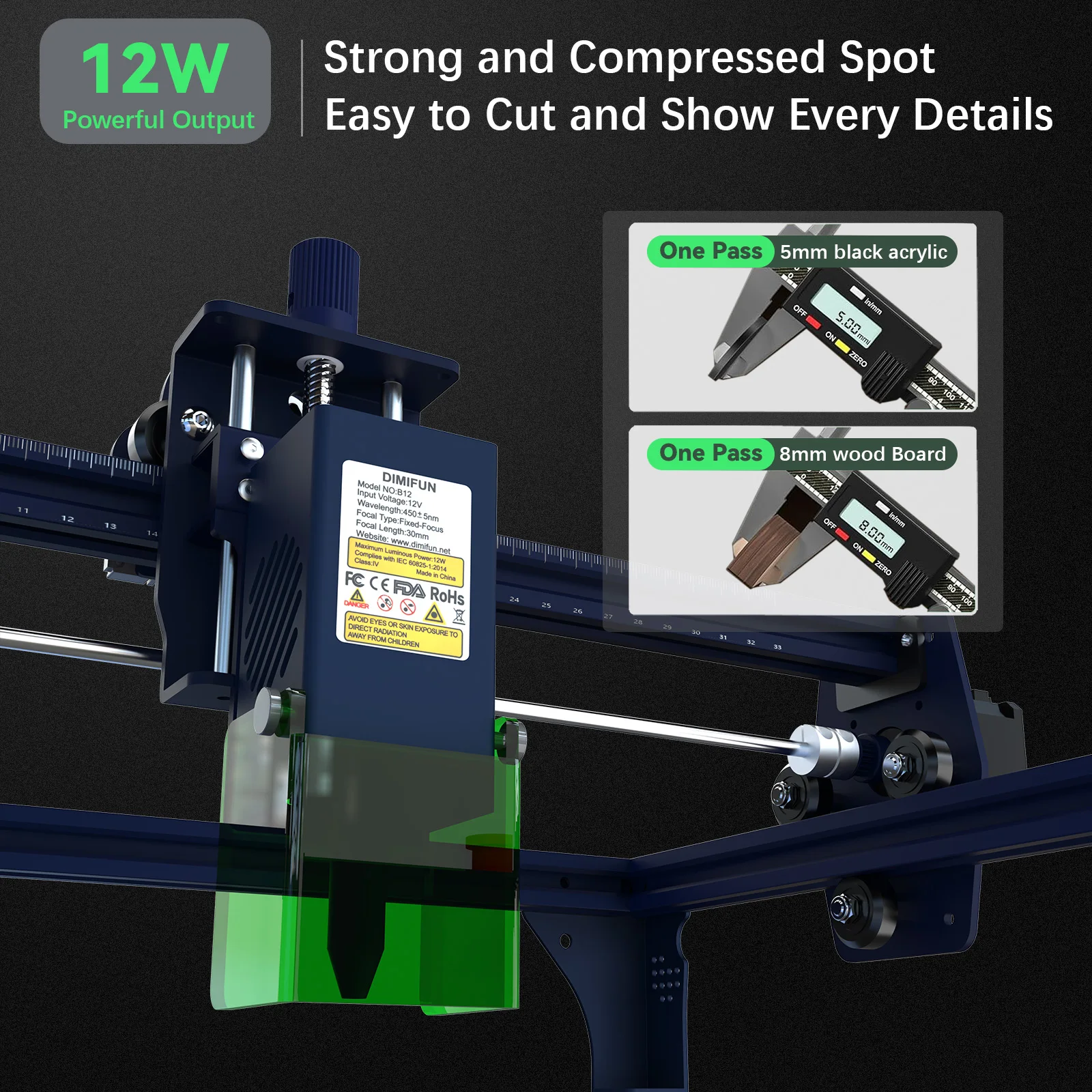 

High-Efficiency 6W/12W Laser Head – Fast Engraving, CNC Compatible, Quick Shipping, for DIY & Industrial Use