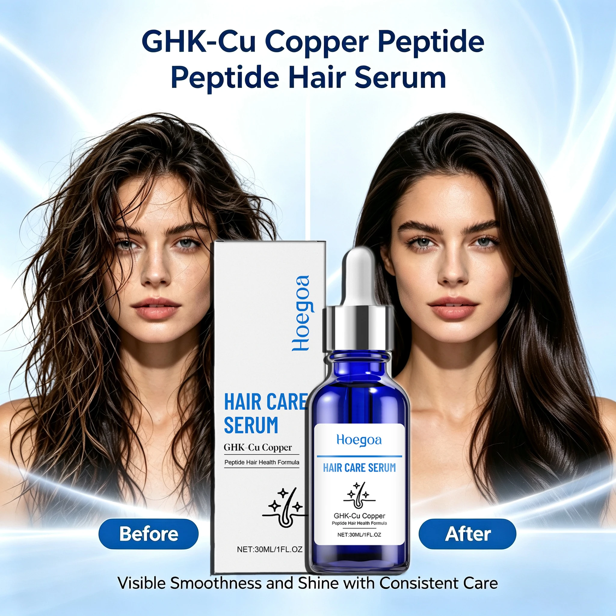 GHK Cu Copper Peptide Hair Serum Dropper Hair Deep Nourishment Fast Absorbing Moisturizing Strengthen Roots Density Essence Oil