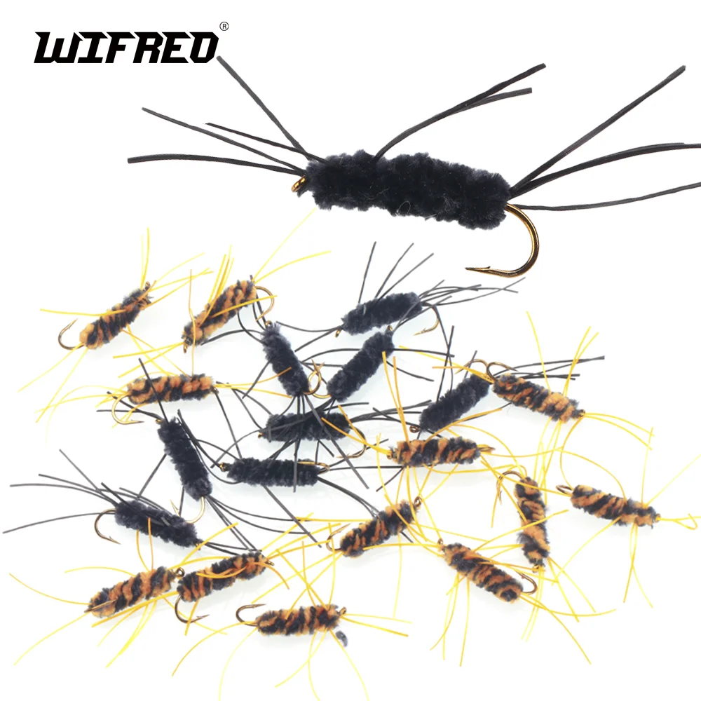 

Wifreo 6pcs Girdle Bug Rubber Legs Nymph Fly Chenille Body Stonefly Nymph Fly Fishing Flies Trout Bass Fishing Lure Hook Size#8