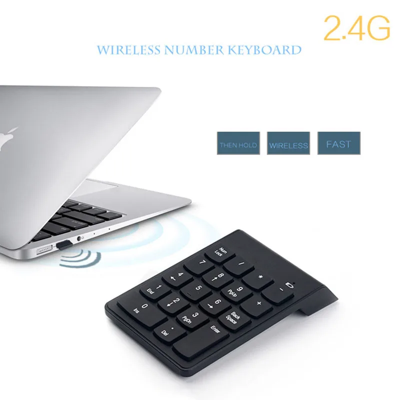 Portable Number Pad Mini USB 2.4GHz 18 Keys Financial Accounting Numeric Keypad Keyboard Extensions for Laptop Desktop Notebook