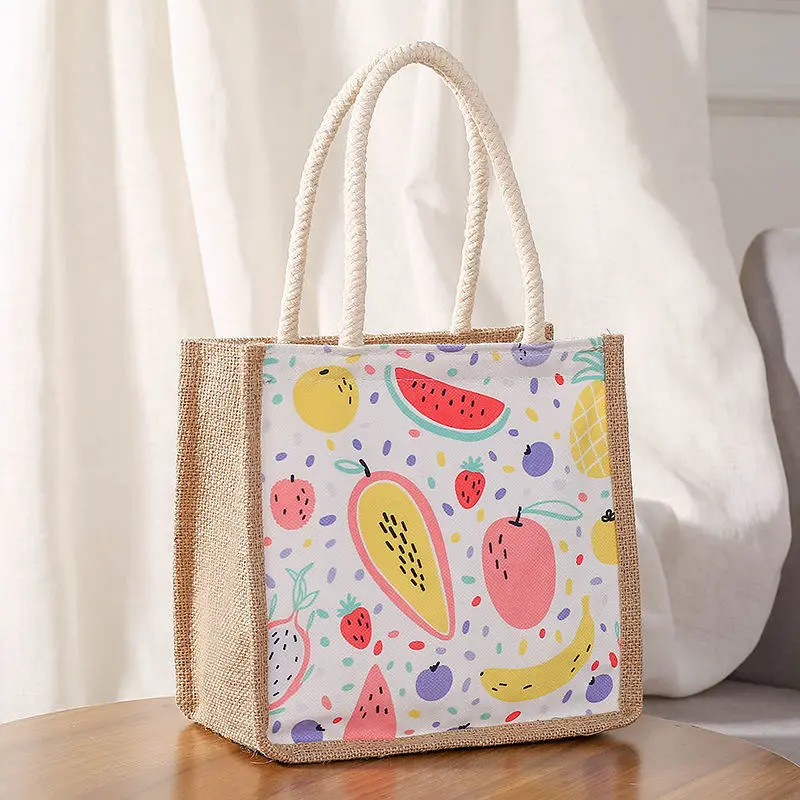 Japanese Cute Cotton Linen Lunch Bag for Girls Tote bag Work Large Capacity Shopping Bags Women Ins Fashion Accessories 2023