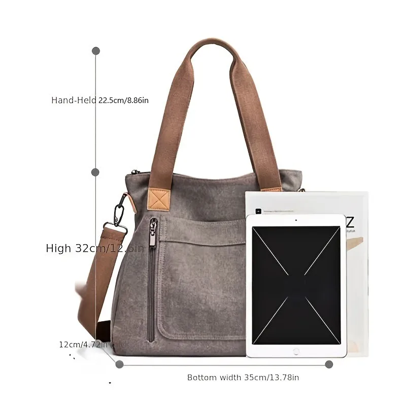 Women\'s New Large Capacity Korean Style Fashionable Tote Bag Simple Casual Canvas Bag Functional Everyday Use Tote Bag