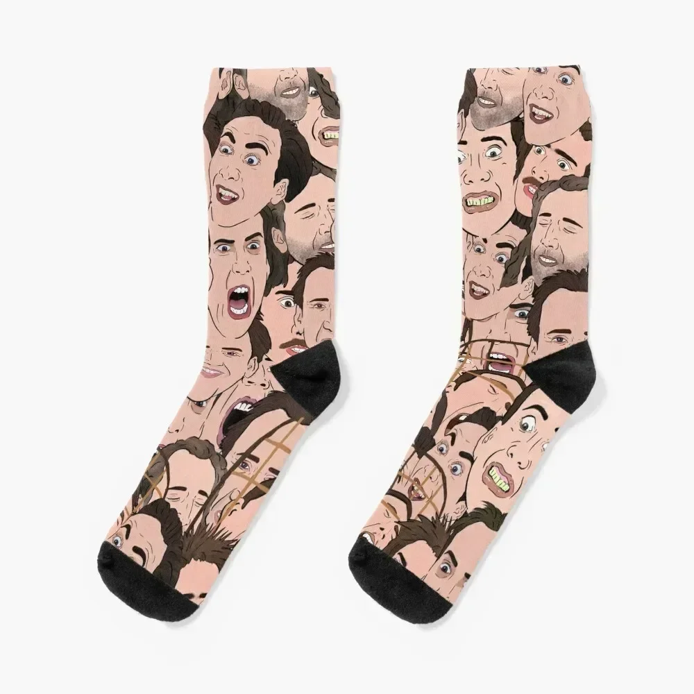 Nicolas Cage All Over Socks fashionable christmas gifts valentine gift ideas cool Men's Socks Luxury Women's