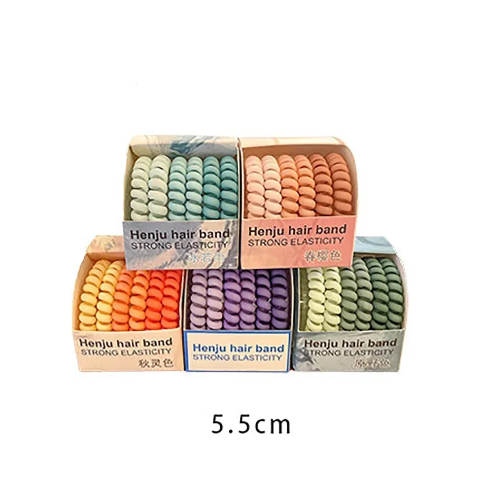 6pcs/lot Colorful Elastic Hair Bands Rubber Hair Ties Telephone Wire Hair Accessories Fashion Elastic Bands Headband