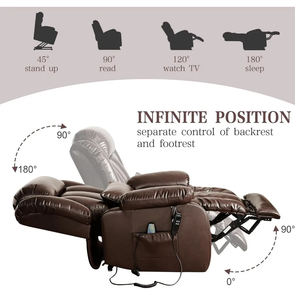 كرسي كرسي رفع مسطح ذو وضع لا نهائي للبالغين، كرسي رفع مزدوج بمحرك لكبار السن مع تدليك وتدفئة، ممتد #4