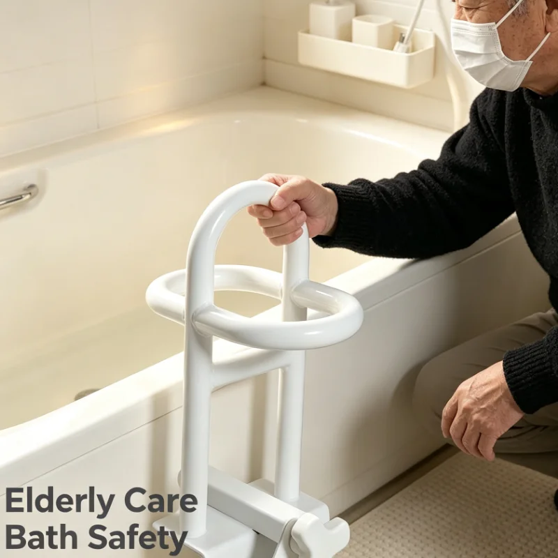Carbon Steel Bathtub Safety Grab Bar Clamp On Non Slip Assist Handle For Shower Bath Stability Support