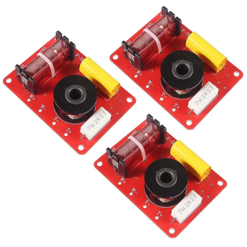 3 Piece 2-Way Speaker System Audio Crossover Filters Red 130W Frequency Distributor