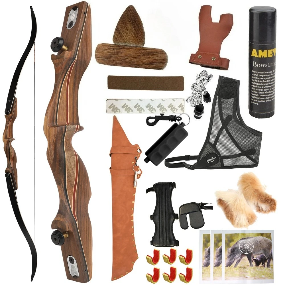 

Набор изогнутых луков ILF для стрельбы из лука 60 дюймов, 50/60 фунтов, охотничий лук для стрельбы по мишеням, практика для взрослых, охота