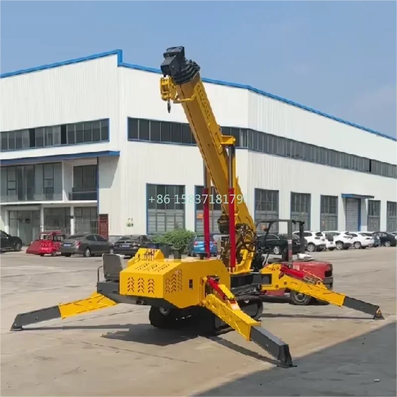 Construction Telescopic Spider Crane Mini Hydraulic Telescopic Boom Cranes Diesel Engine Drive Rubber Crawler Type Spider Crane