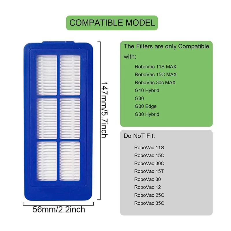 Parti di ricambio spazzole laterali filtro HEPA compatibile per Eufy Robovac 11S Max 15C Max accessori per aspirapolvere Robot