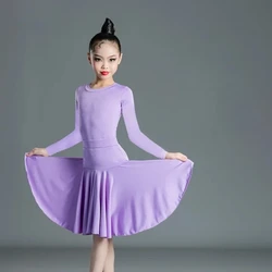 Nuovo costume da ballo latino per bambini, vestito da competizione di danza latina da ragazza, vestito da spettacolo, set di due pezzi vestiti da ballo donna