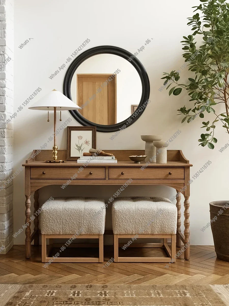 

Z-J American Vintage Solid Wood Desk Dresser Study Table Study Desk Study Desk Home Log Style Makeup Table Can Be Customized