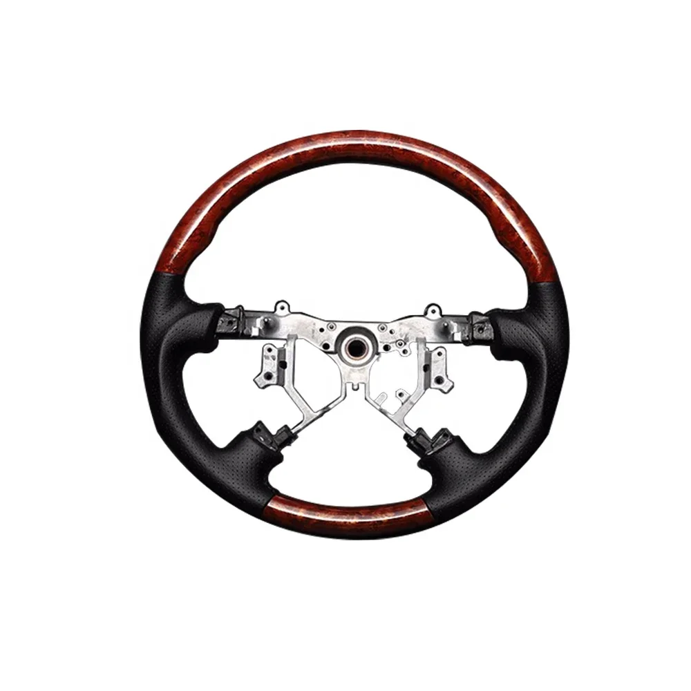 Perforate Leather Wood Grain Steering Wheel For Crown 2013 2014 2000 2012 Steering Handle Bar Wooden Interior Accessories