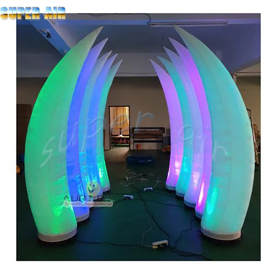 Colorful LED lighted giant inflatable curve column pillars balloon with blower for party decoration