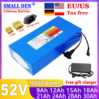 52V 9Ah 12Ah 15Ah 18Ah 21Ah 24Ah 27Ah 30Ah 18650 Lithium cells pack 1500W With BMS For Motorcycles, bicycles, tricycles+charger