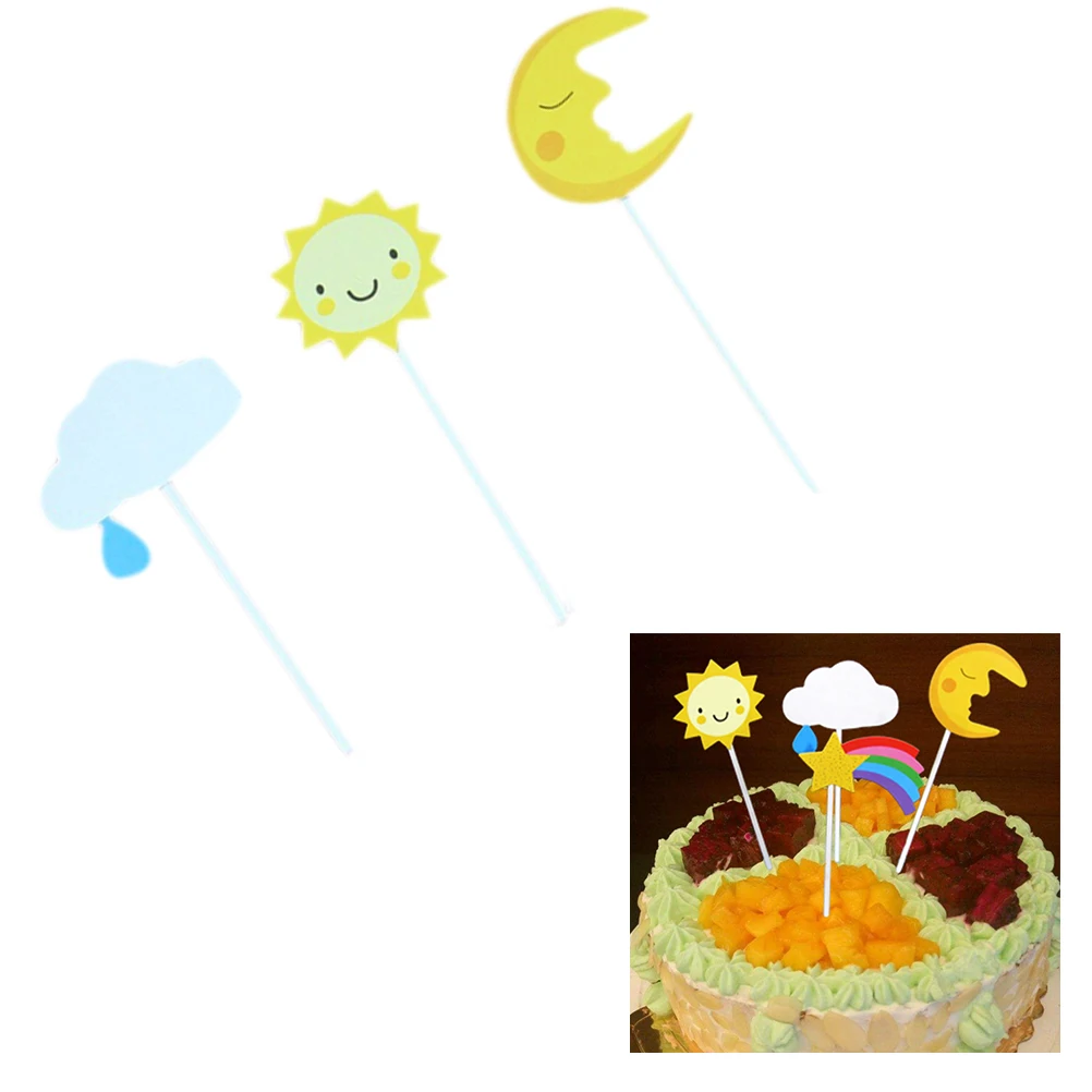 

12PCS Cake Decorations Lovely Toppers for Birthday Party Sunflower Picks Kids Baby Celebrations Bright Color Lightweight