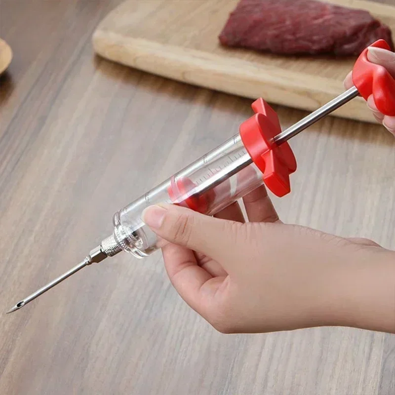 30ml Food Grade PP Stainless Steel Needles Spice Syringe Set BBQ Meat Flavor Injector Kithen Sauce Marinade Syringe Accessory