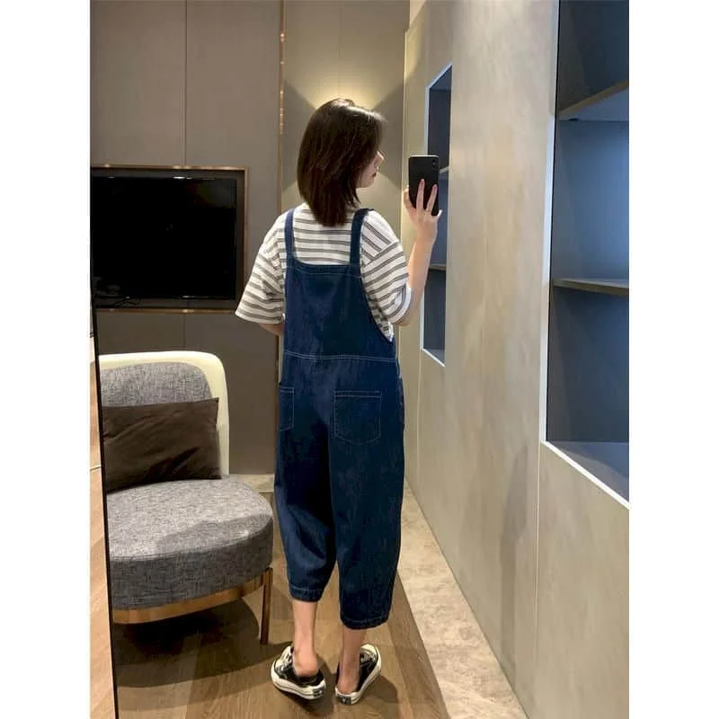 Denim Jumpsuits for Women Loose Korean Fashion Harajuku Harem Pants One Piece Outfits Women Rompers Casual Vintage Playsuits