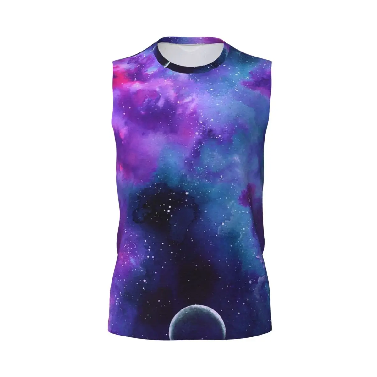 Neon Galaxy Dreams Men Printed Sleeveless T-shirt Casual Hip Hop Street Style Beach Holiday Tank Tops