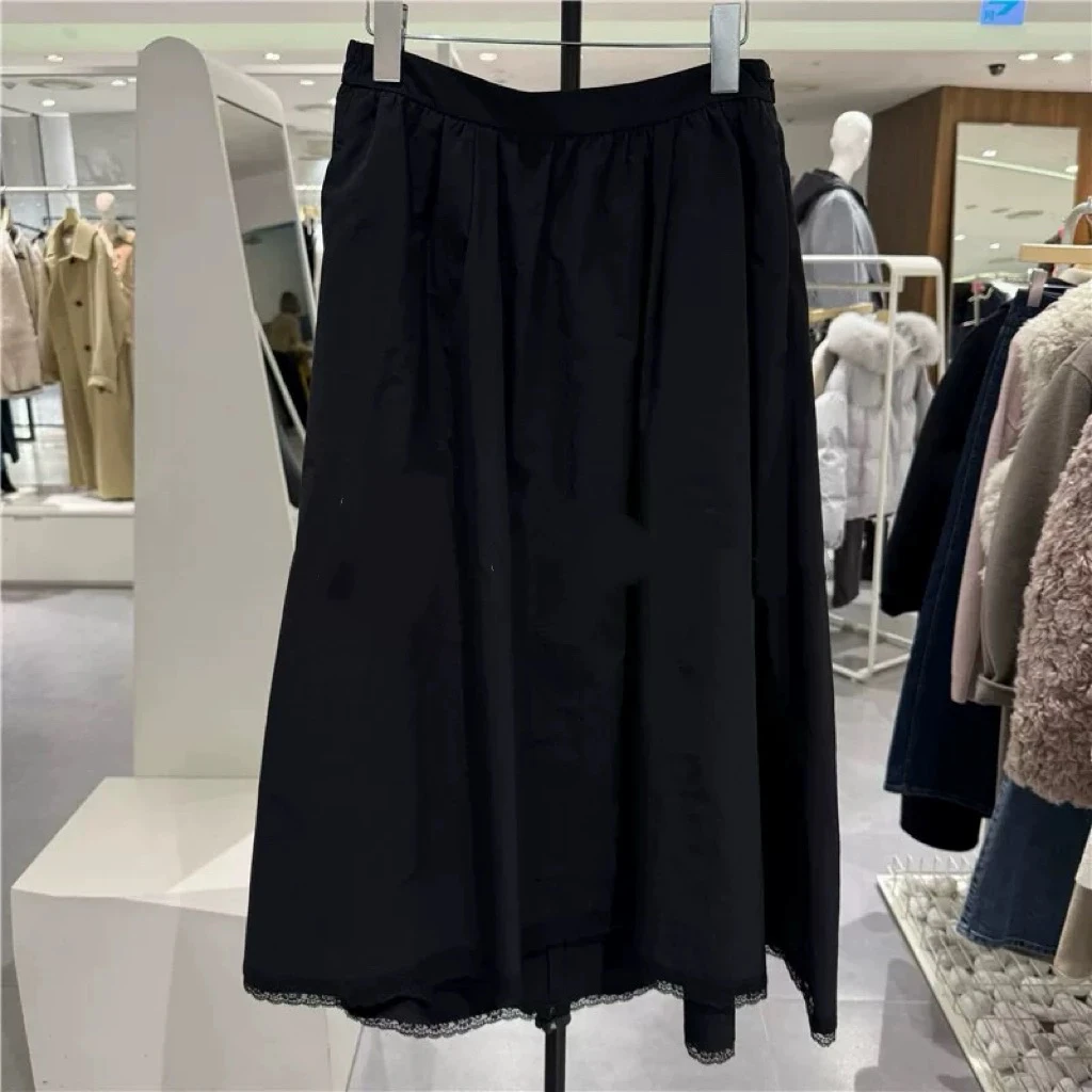 

Korean Single UT 25 Summer Casual Faion Versatile Slim Elastic mid High Waist Long f Skirt Two Colors A-Line Skirt