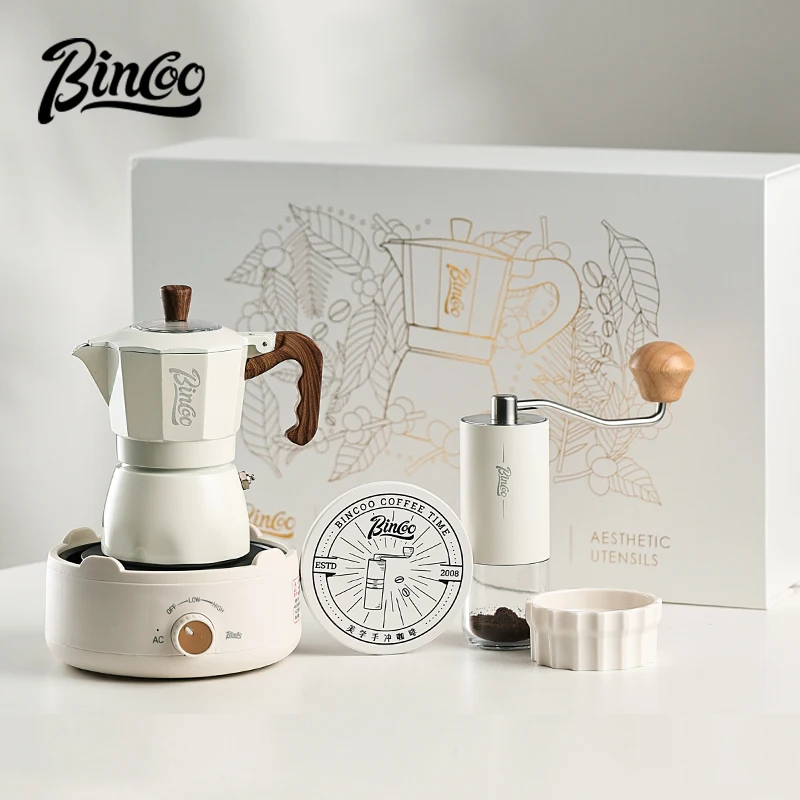 Bincoo Single and Double Valve Mocha Pot Gift Box Coffee Maker Set Italian Espresso Machine Home Gift Annual Meeting