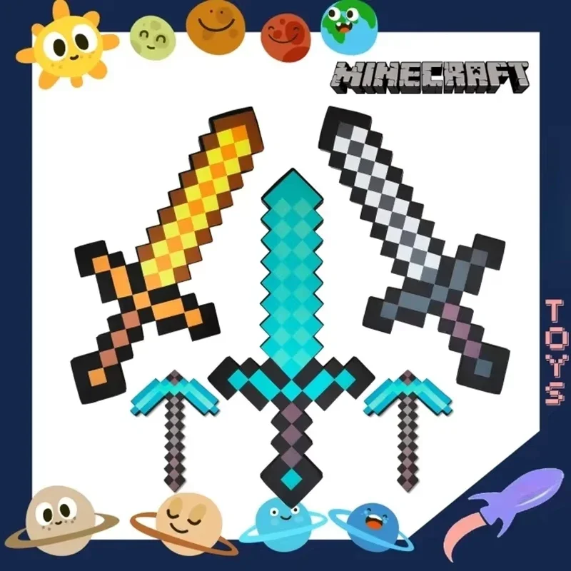 Фигурки My World, оружие, фигурки Minecraft, меч, кирка, меч из пеноматериала EVA, топор, серп, модель, реквизит для ролевых игр, коллекционные игрушки.