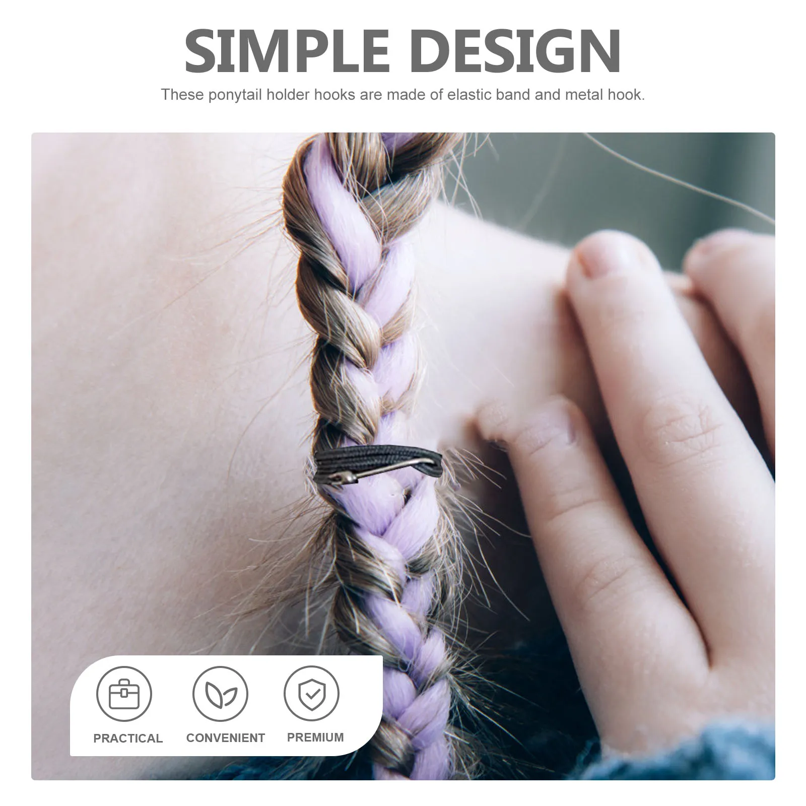 

12 Pcs Ponytail Hooks Elastic Bands Hair Dryer Black Elastics Hairpin for Women Bride Large