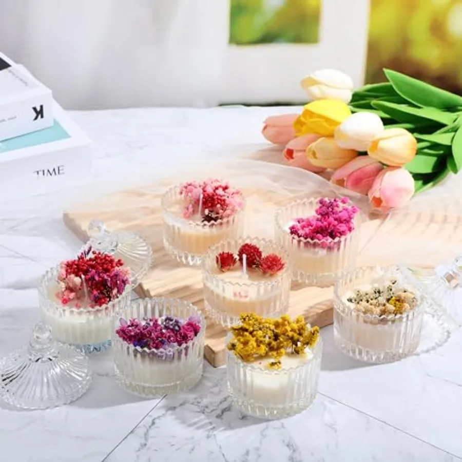 

24 Pcs Votive Candle Holders Bulk, Glass Jars with Lids, Tealight Holders for Table Centerpieces, Home Decor Wedding Bridal Sum