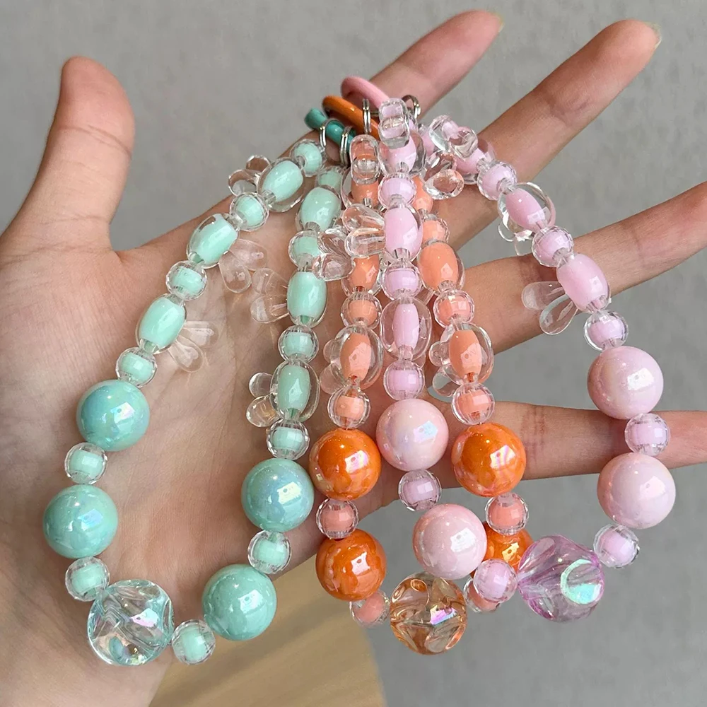 Acrylic Rabbit Shaped Bead Keychain New Exquisite Handmade Creative Colorful Handbag Chain Accessories Gift