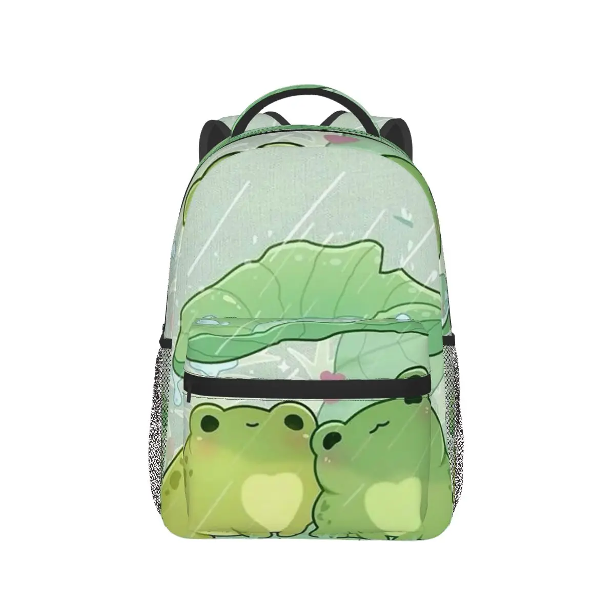 

Cute Frog Under Leaf Rain Design Backpack Hot Sale Daypack Large Capacity Kids BookBag School Bag Shoulder Bags for Men Women