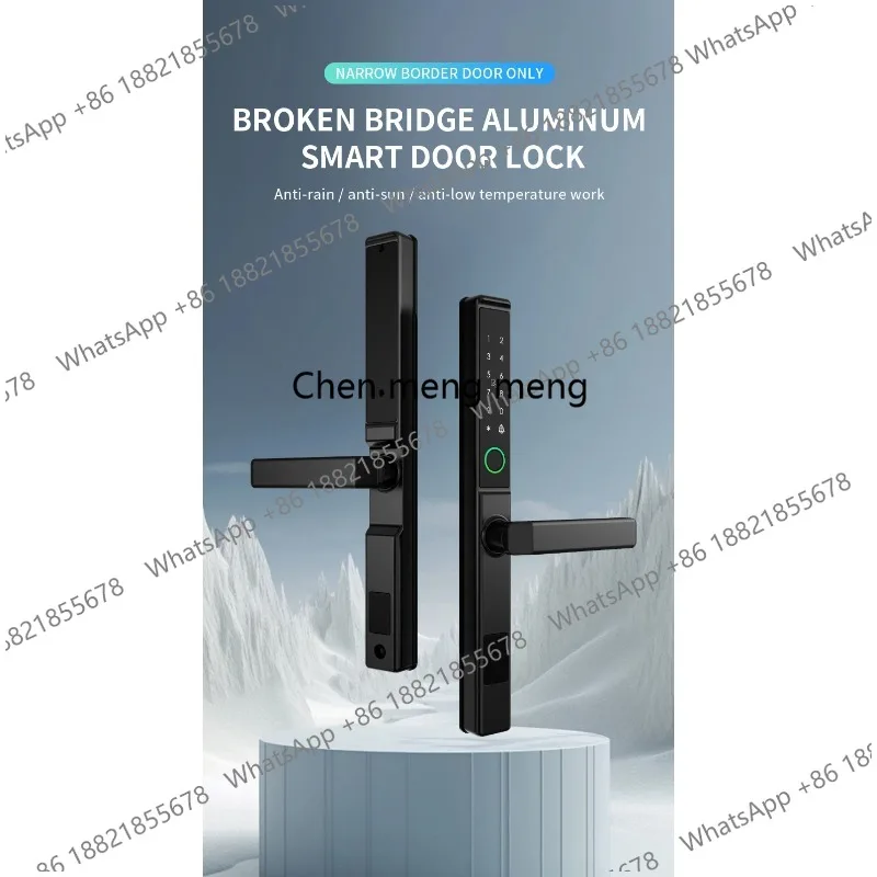 New Waterproof Smart Fingerprint Password Card Tuya APP Door Lock Bridge-Cut Aluminum Alloy For Outdoor Pull Push Sliding Door - view 2