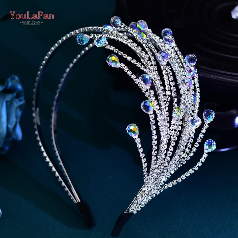 YouLaPan sposa strass cerchio per capelli da sposa accessori per capelli da sposa signore splendido copricapo gioielli per banchetti regalo per