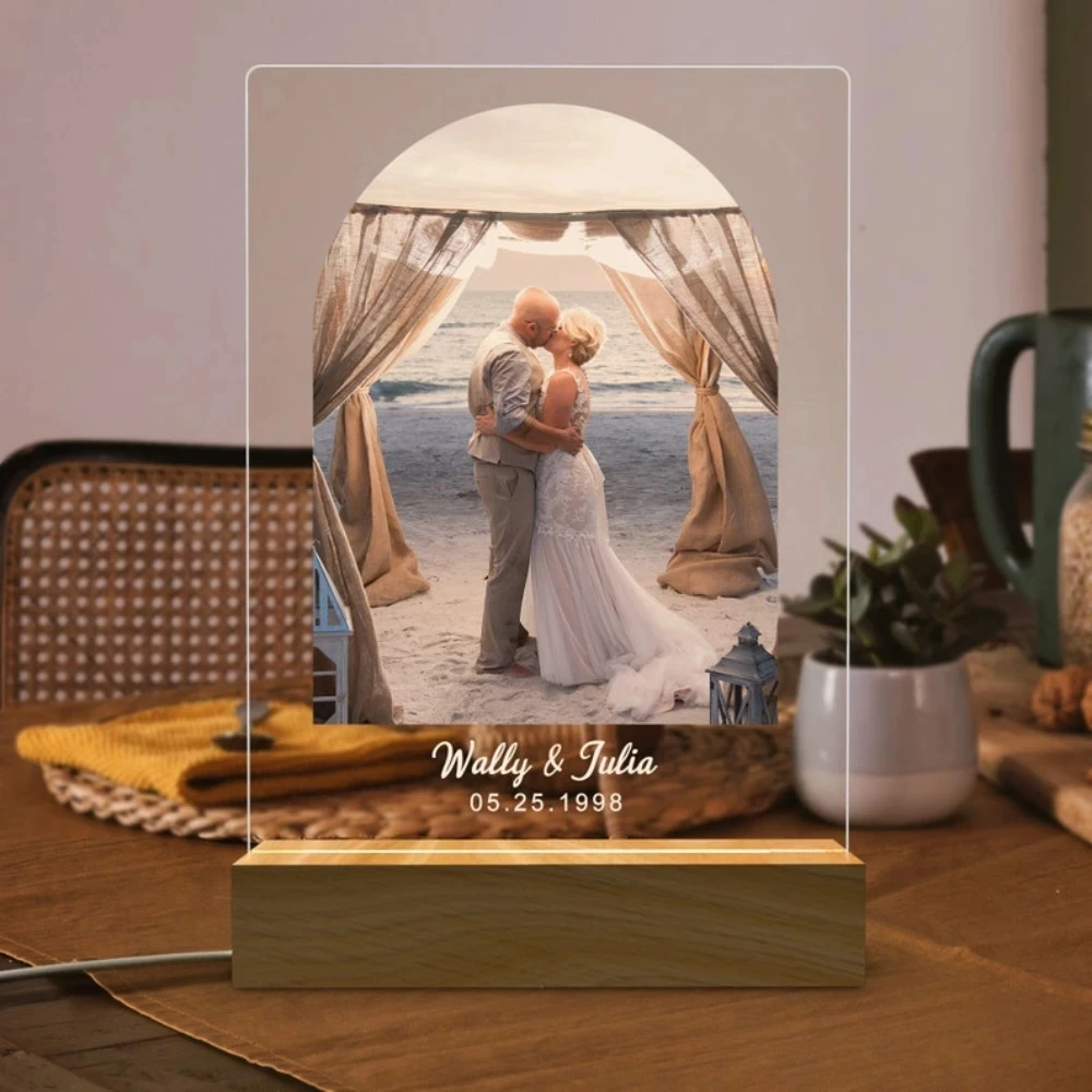 Imagem -02 - Personalizado Personalizado Foto Luz Texto Foto Personalizado Lâmpada de Acrílico Casamento Dia dos Namorados Dia das Mães Presente do Partido