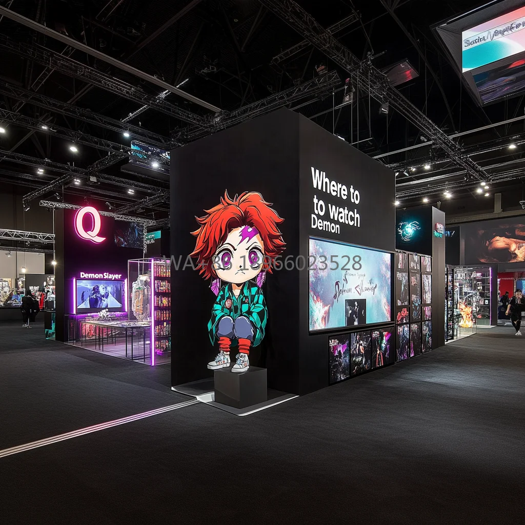 

Изготовленная на заказ аниме будка для торговых шоу с подсветкой, модульная выставочная будка, дизайн Tradeshow Booth Display Expo Stand Fair Stall