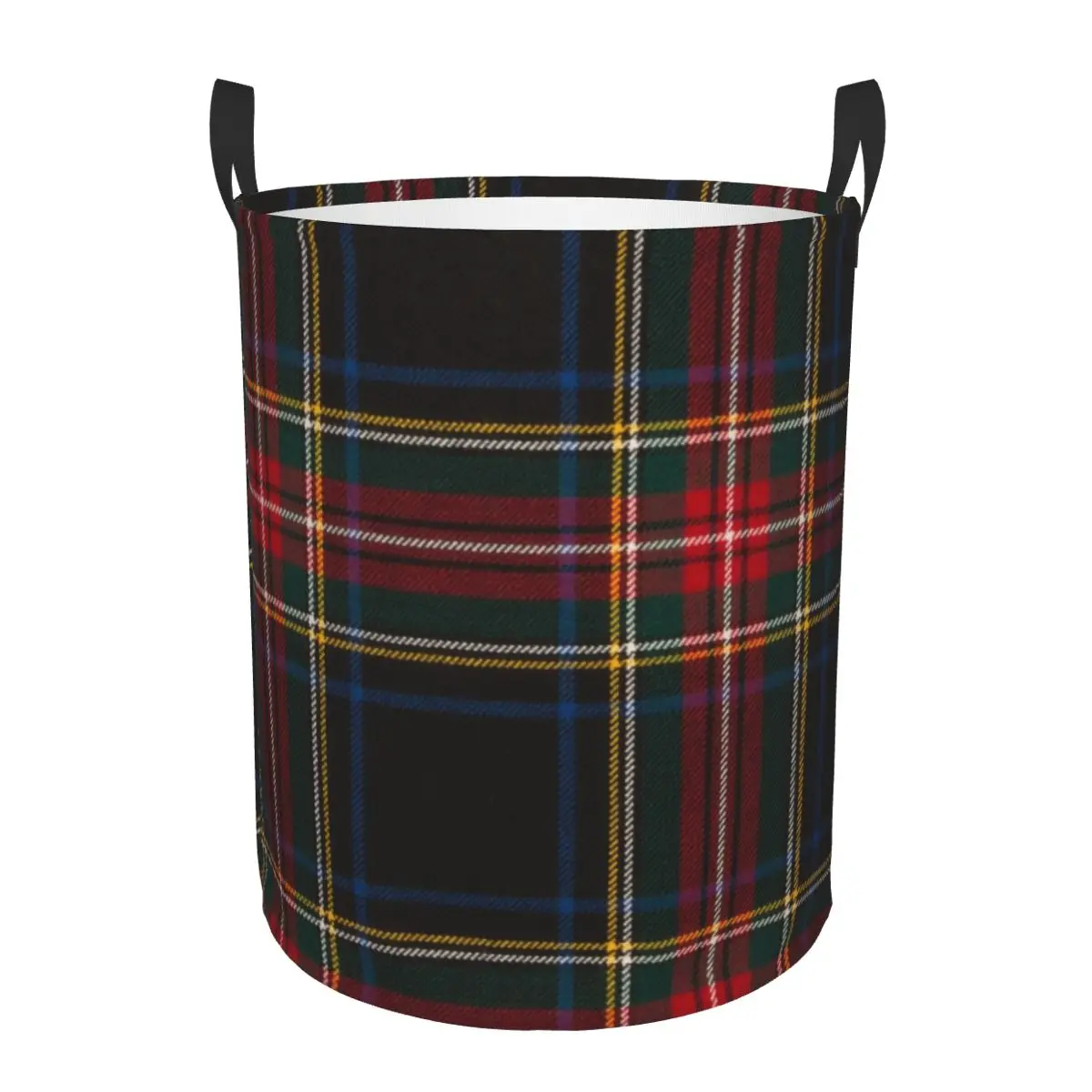 Custom Luxury Black Tartan Plaid Laundry Hamper Large Storage Basket Geometric Gingham Check Texture Girls Boys Toy Organizer