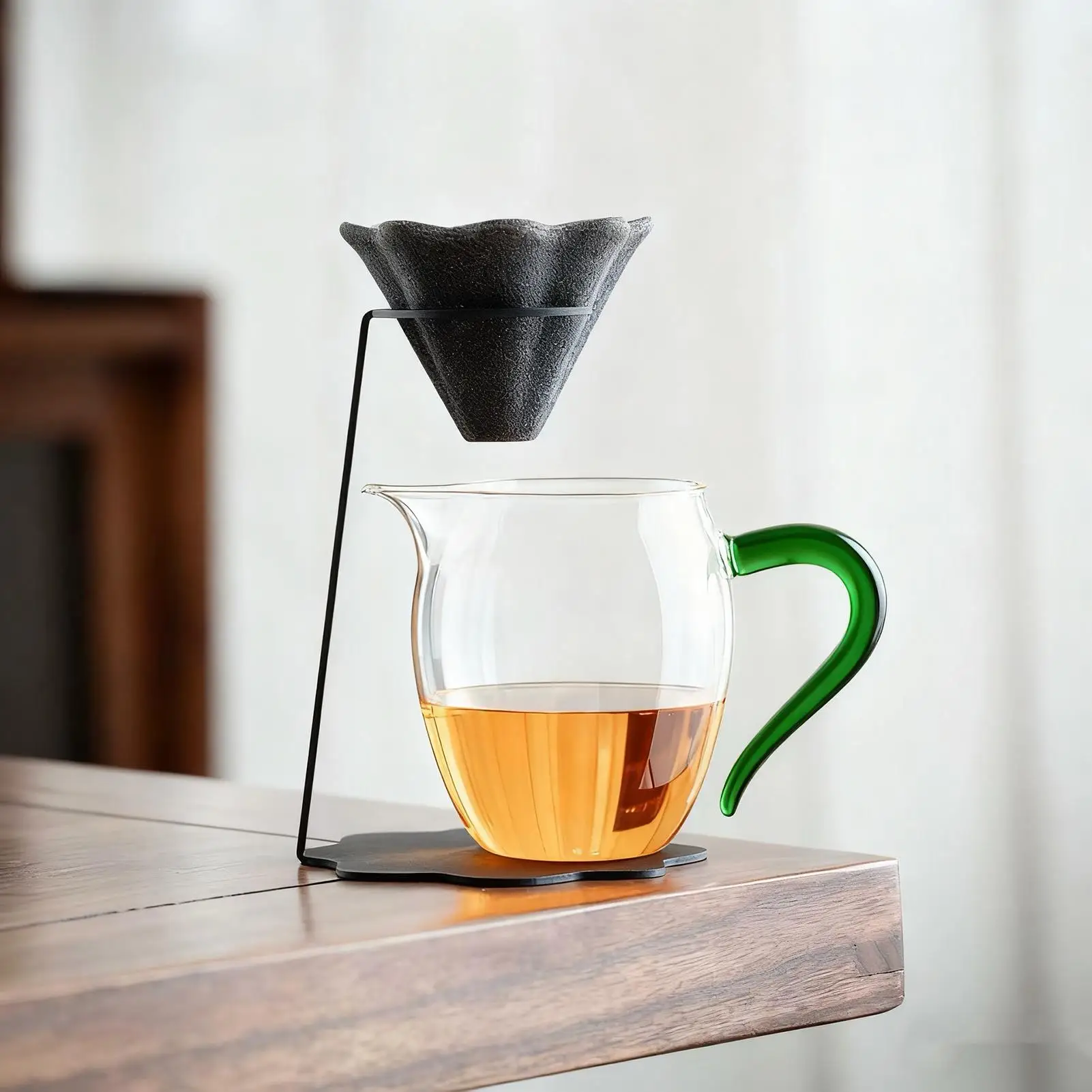 Ceramic Drip Coffee Maker Pyramid Shape Reusable Tea Infuser Ceramic Tea Strainer With Stand For Pots Sake Home Office Kitchen