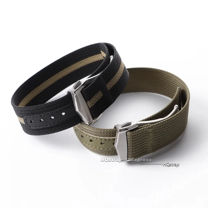 Nylon Sport Watch Strap with Folding Buckle, 20mm 22mm for Omega, Compatible with Swatch, Waterproof Replacement Band
