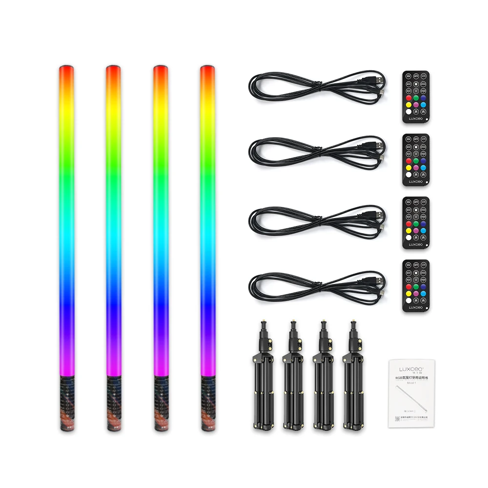 LUXCEO 85cm LED RGB Mood Light Tripod Set Background Lamp Stick Atmosphere Light Tube Romantic Lighting for Music Bar/Party/Room