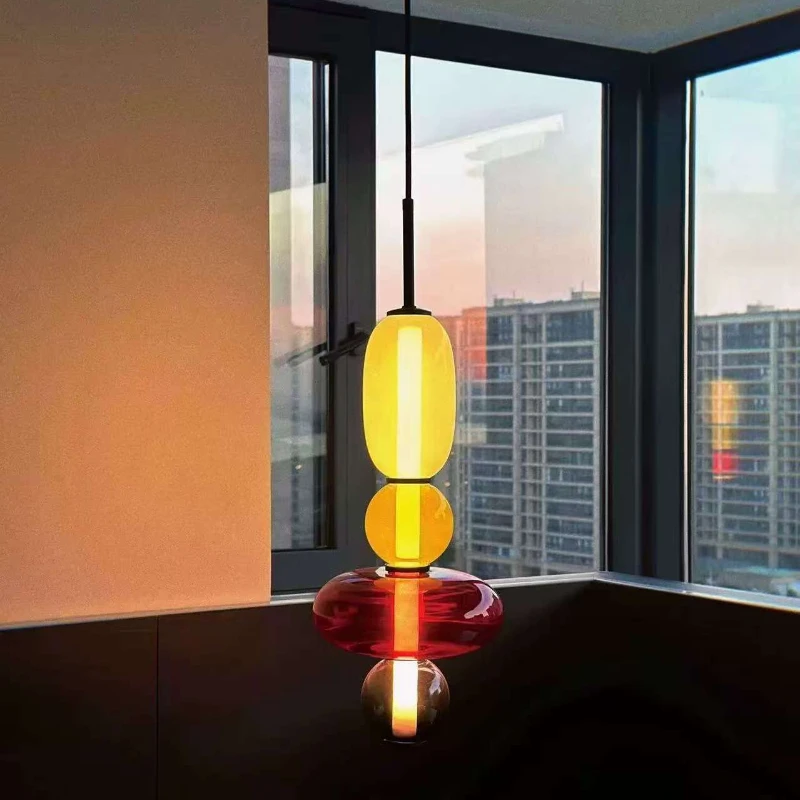 

Nordic Colored Candy Pendant Lights Coffee Shops Restaurants Art Glass Pendant Lights Decorative Bar Lighting Fixtures