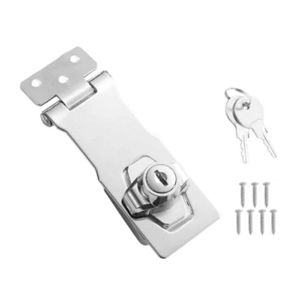 

Heavy Duty Locking Hasp and Staple with Cam Cylinder Lock and 2 Keys for Reliable and Adjustable Security on Cupboards and Sheds