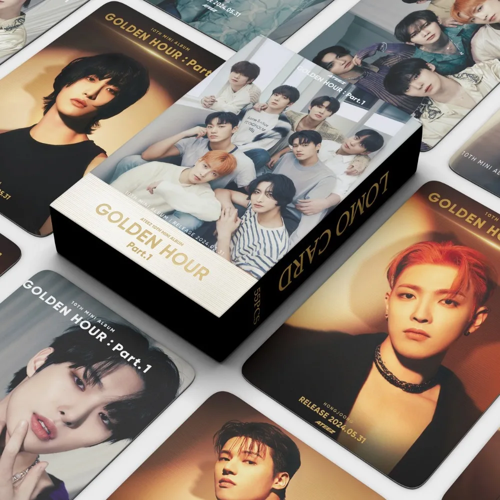 55pcs/set ATEEZ LOMO Card BIRTHDAY SUMMER OUTLAW GOLDEN HOUR Album Small Card Photocard Hongjoong Seonghwa Yeosang San Mingi