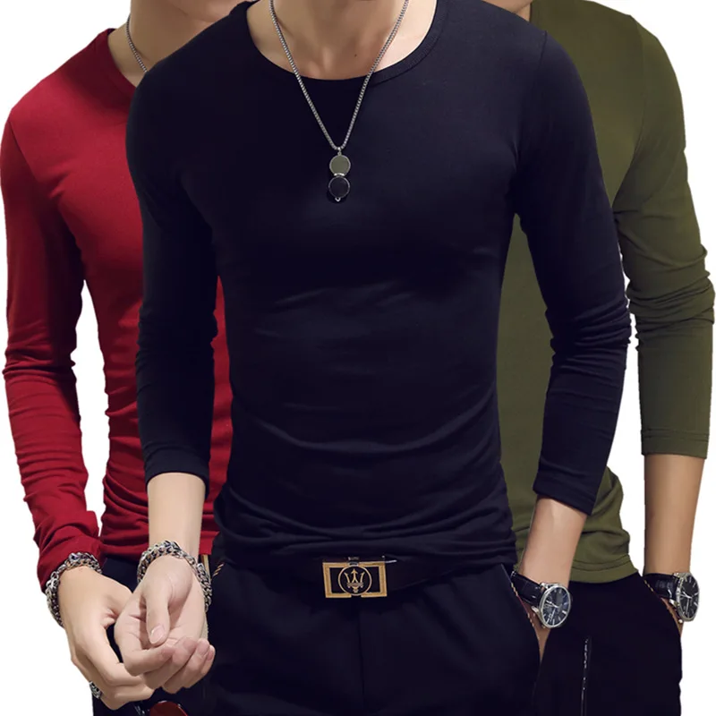 2023 MRMT Brand New Men's T-Shirts Long Sleeve Slim Men T-Shirt Young Man Pure Color Tops Tees Shirt O-Neck For Male,Boys Tshirt