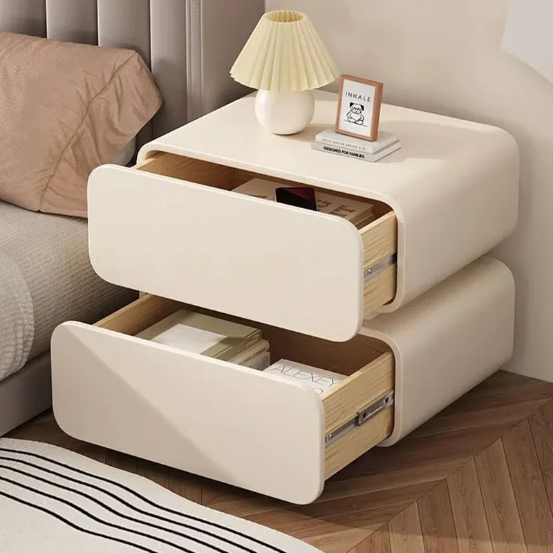 Bedroom Cream Wind Bedside Table Simple Modern Solid Wood Bedside Storage Cabinet Home Small Mesa De Cabeceira Office Furniture