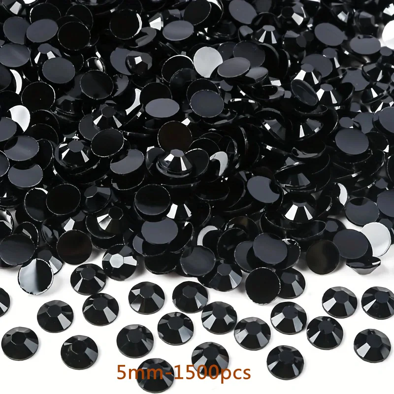 Resina gelatina opaca strass solidi bianco grigio Jet nero 5mm 1500 pezzi Flatback Non Hotfix per Nail Art decorazione dell\'indumento fai da te