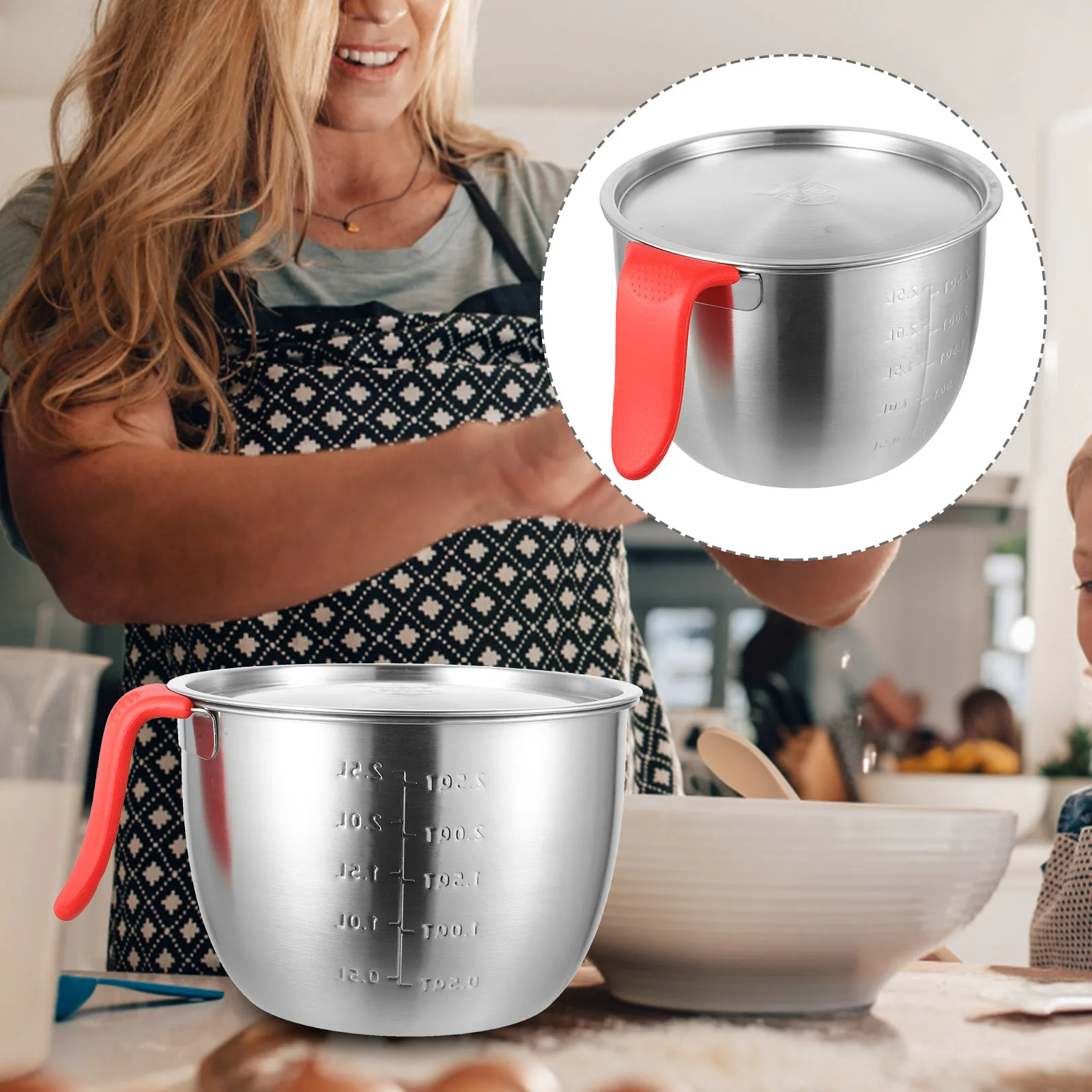 

1 set 1 Set Salad Large Restaurant Kitchen Accessories Egg Whisking Container Soup Noodle Storage Deep With Handle Tools Gadget