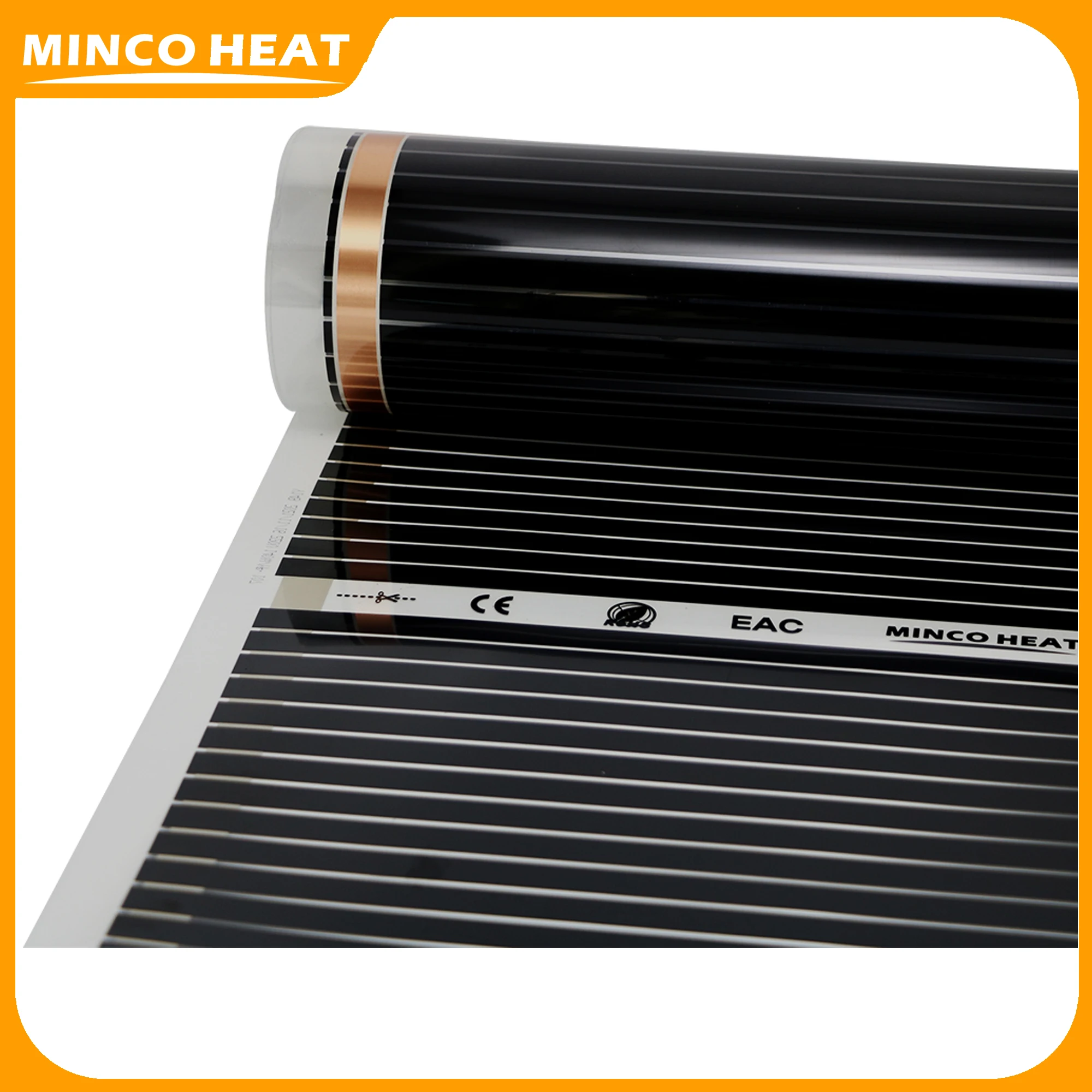 Minco Heat  heating Film AC 220V 80w/m2 50cm Width Infrared Energy Saving  Electric Warm Floor System Under Floor Warm Mat