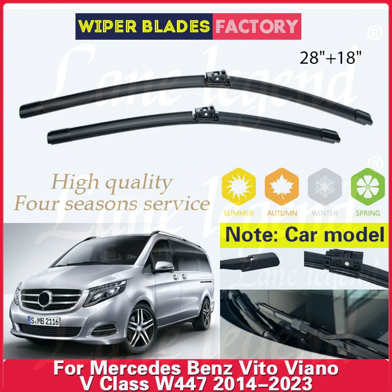 

For Mercedes Benz Vito Viano V Class 2014 - 2023 W447 Car Front Wiper Blades Windscreen Window Rain Brush 28"18" Car Accessories