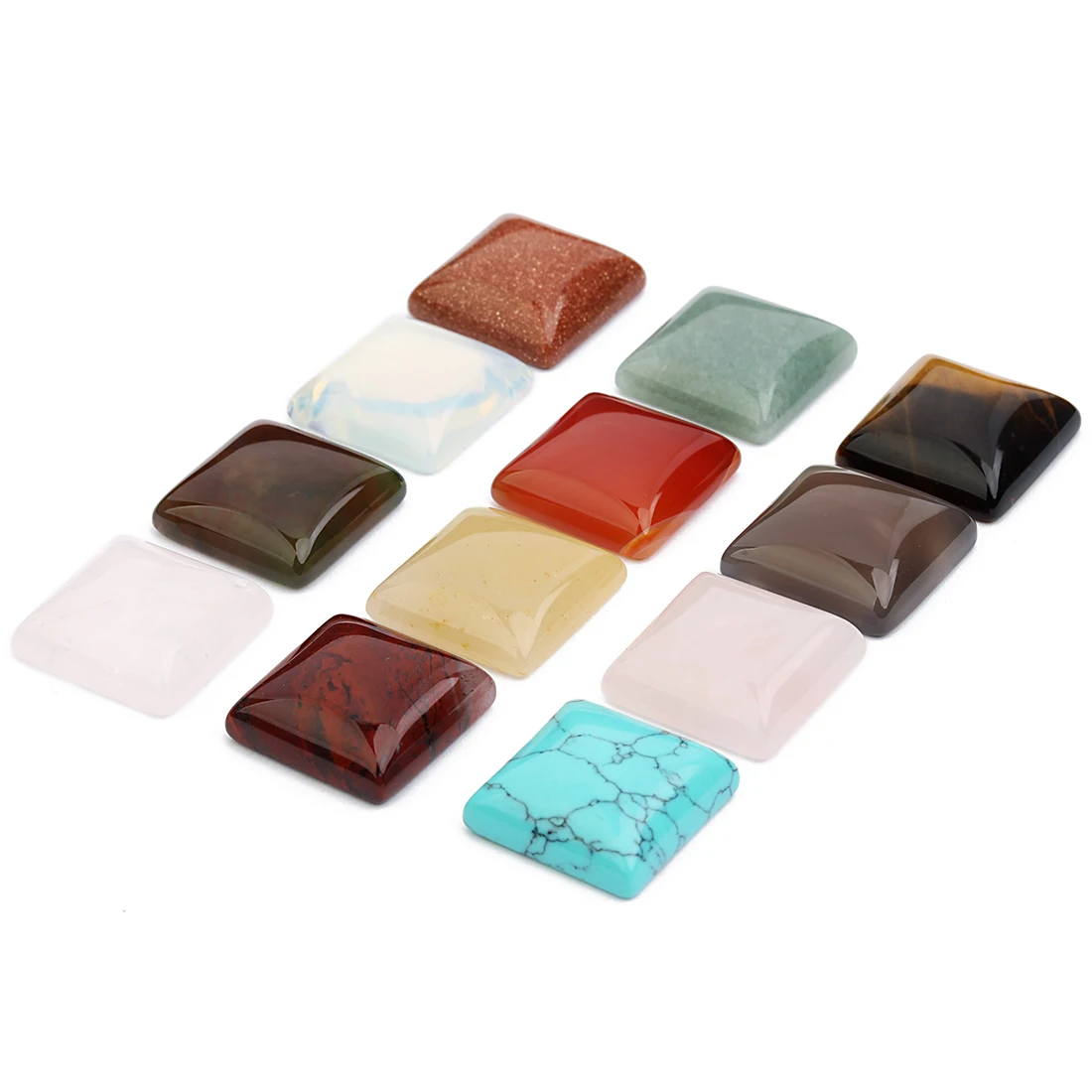 5pcs/pack Natural Stone Square Cabochon Tiger Eye/agate Flat Back Cameo Cabochon Spacers For Jewelry Diy Ring Necklace Wholesale