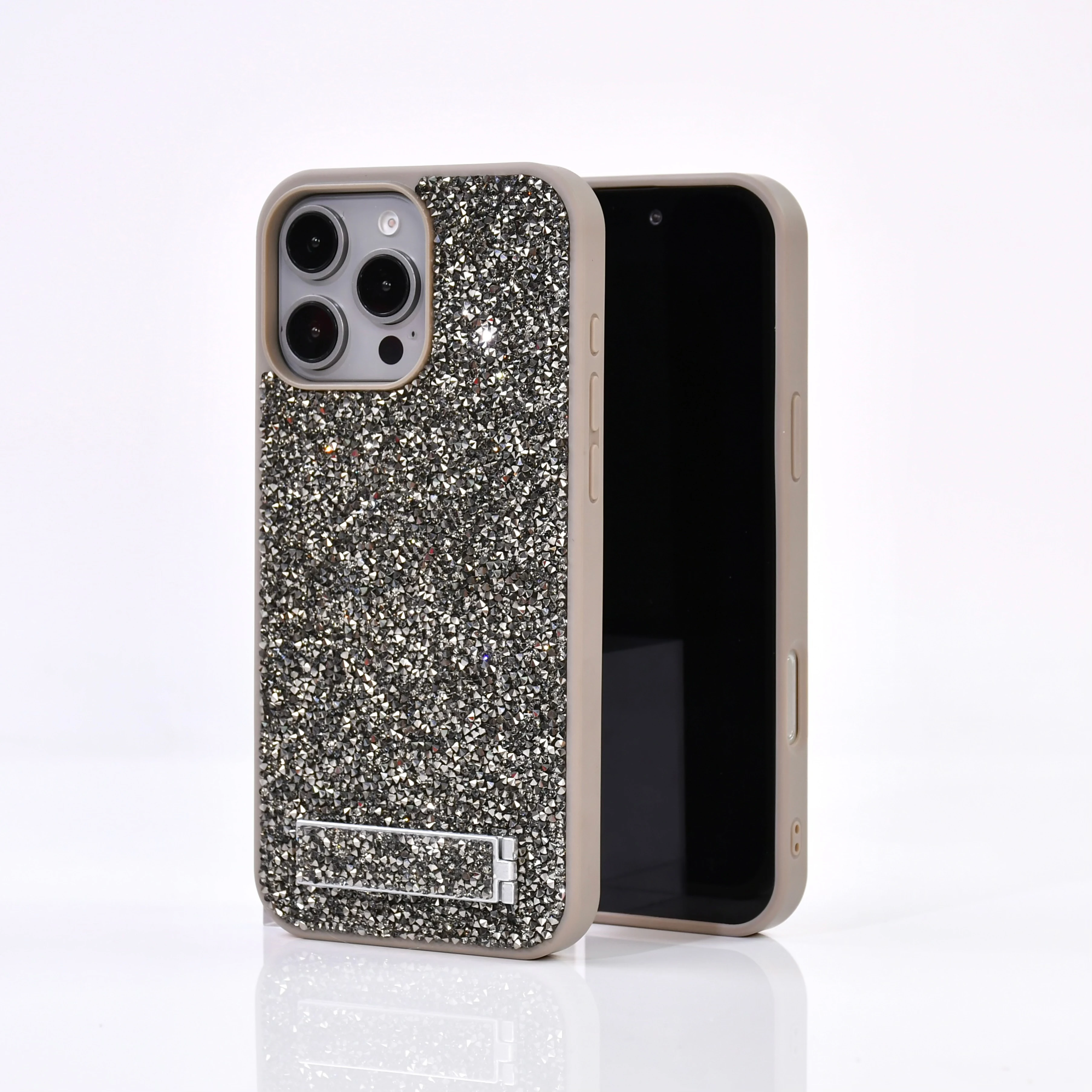 

Diamond Holder Phone Cover For Apple Iphone 16 Pro Max 15 14 13 12 Luxury Rhinestone Magnetic Folding Stand Premium Crystal Case
